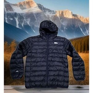 Eddie Bauer Puffer Jacket‎ Kids Large Black Excellent 650 Down Hooded Coat